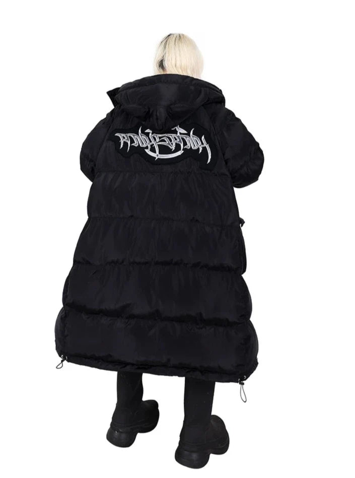 Pinkspink Cat Ear Hooded Puffer Coat - Jet Black