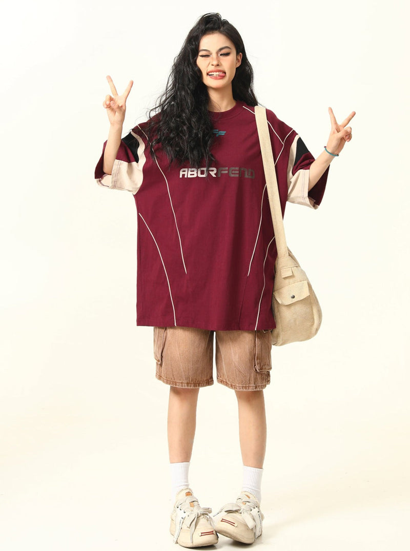 Sporty Retro-futuristic Oversized T-shirt