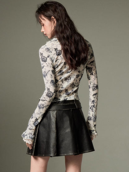 Pleated Leather Skirt