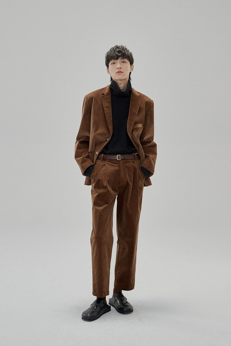 Wide Waist Tab Double-pleated Relaxed Cropped Pants