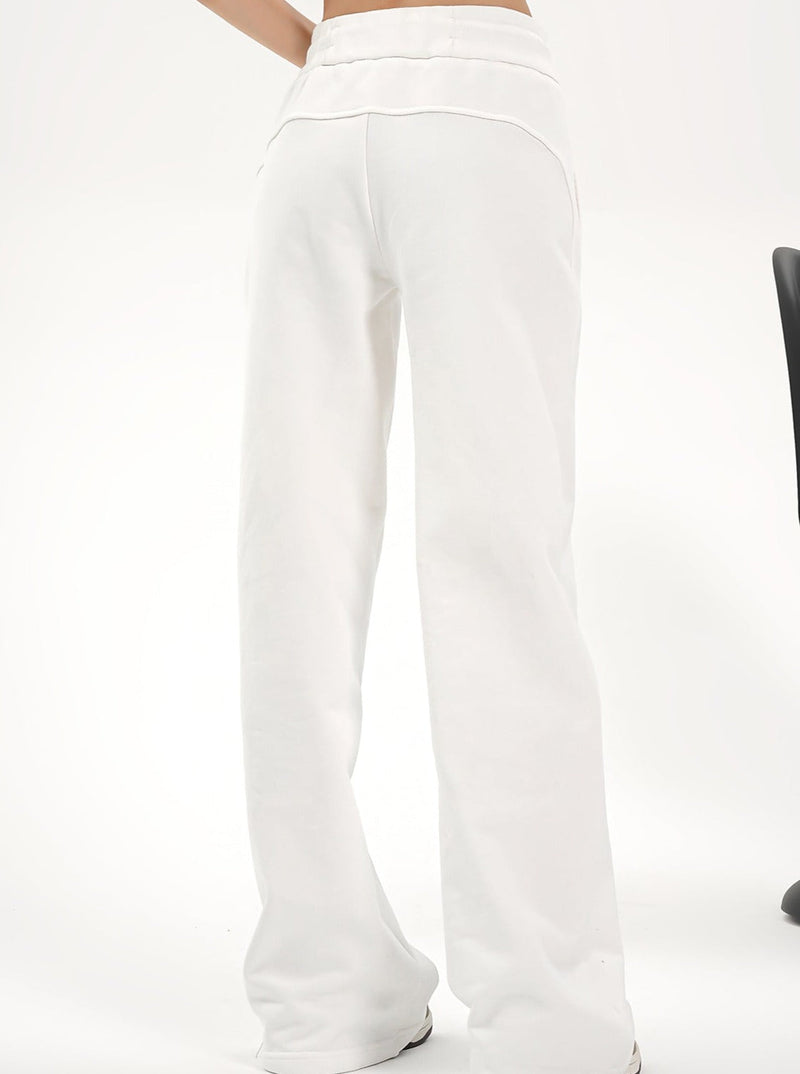 High-waisted Wide-leg Drawstring Pants - Relaxed Fit Lounge Trousers