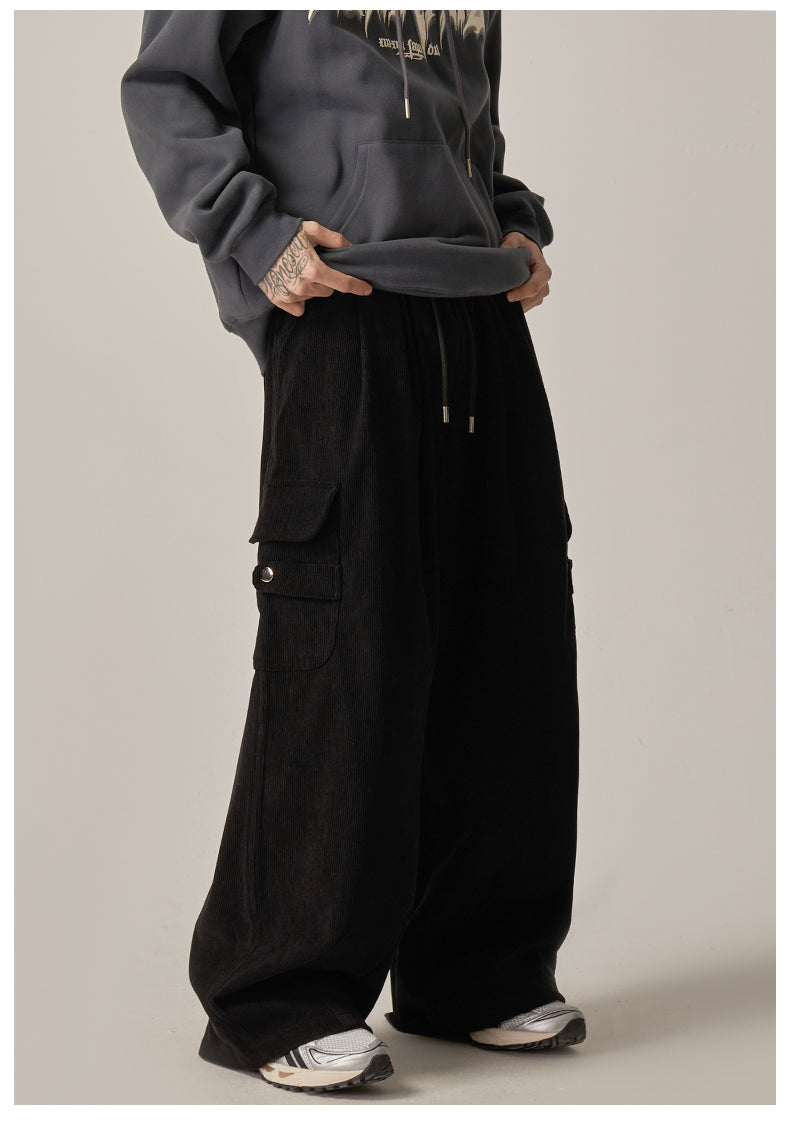 Black Baggy Drawstring Cargo Pants