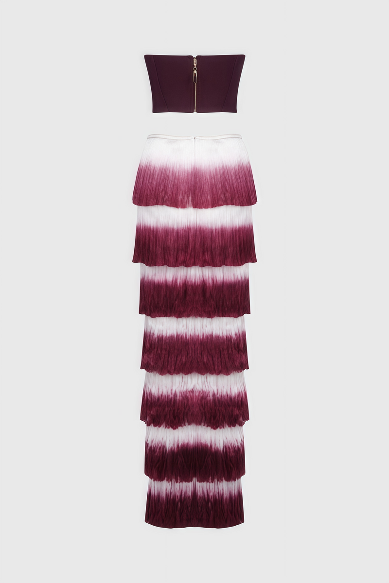 Maded Red Fringe Maxi Dress Set