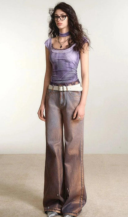 Of Akiva -inspired Plaid Camisole Top - Sleeveless Scoop Neck Blouse With Lace Trim and Matching Choker