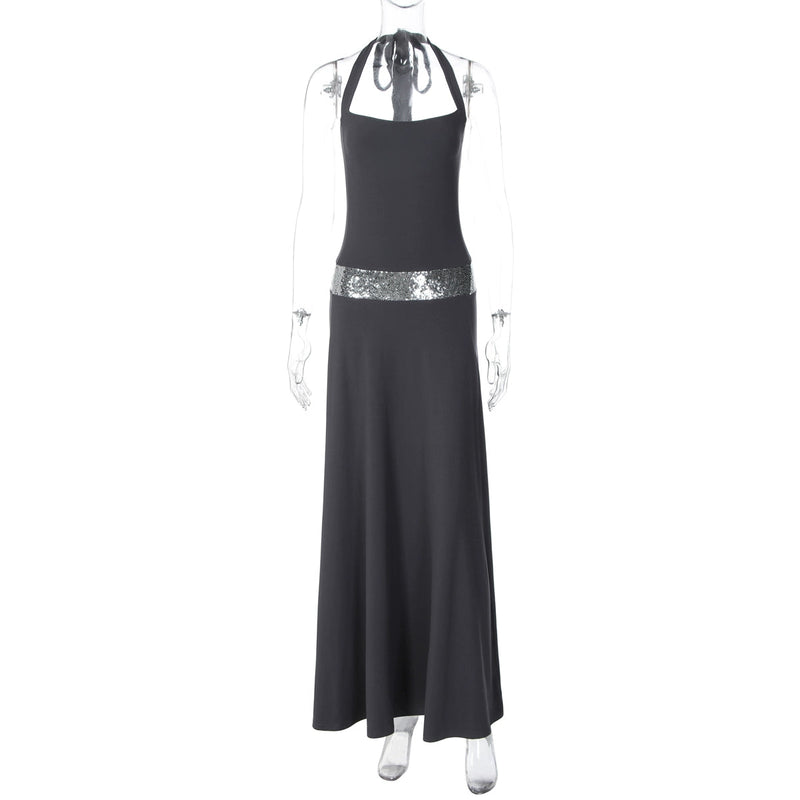 Eleanor Sequin Halter Maxi Dress