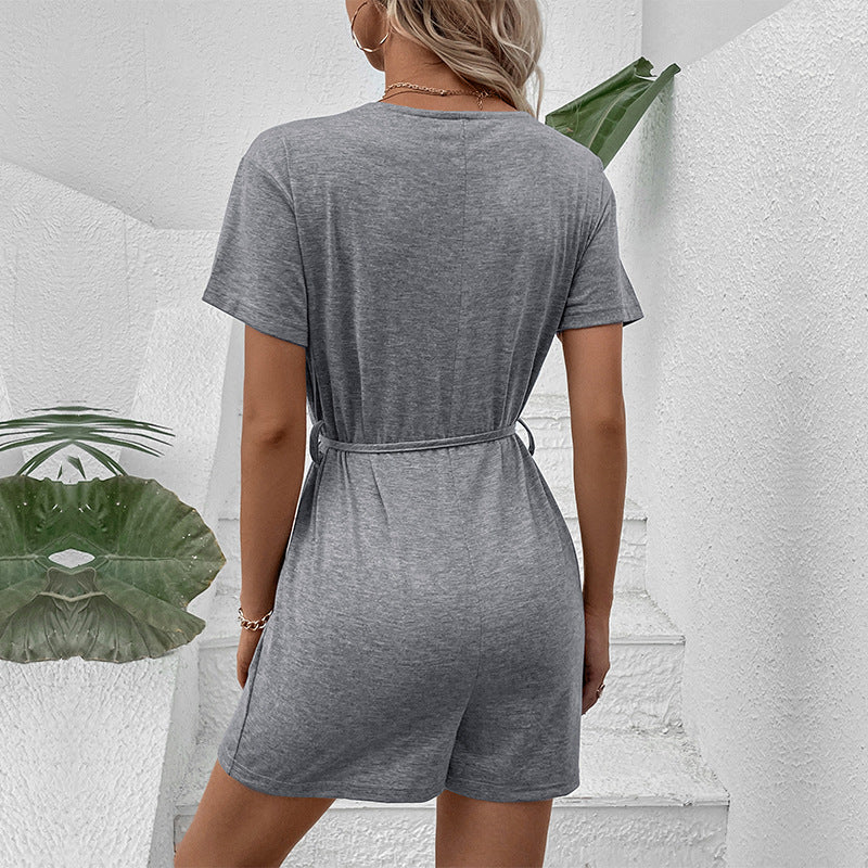 Summer Clothing Color V Neck Romper