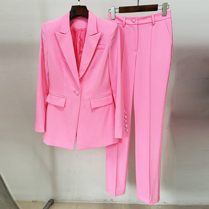 Star Business Wear One Button Cloth Cover Mid Length Suit Skinny Pants Suit Two Piece Suit
