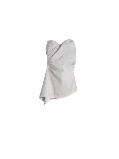 Jnylon Studio Strapless Draped Mini Dress - Light Gray Ruched Bodycon With Asymmetric Hem