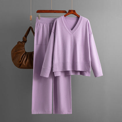Suit Autumn Winter Loose Sweater Pullover Two Piece Set