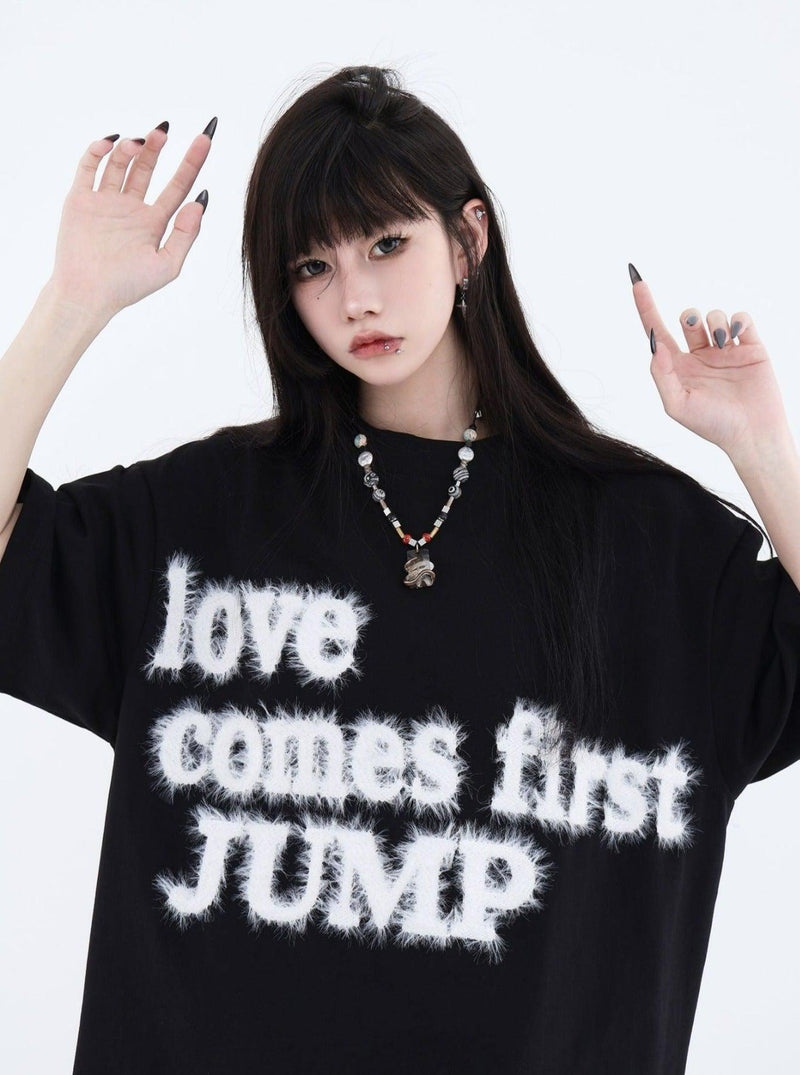 Fluffy T-shirt With Embroidered Logo