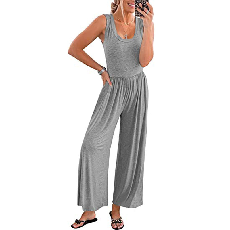 Summer Color Sleeveless Jumpsuit