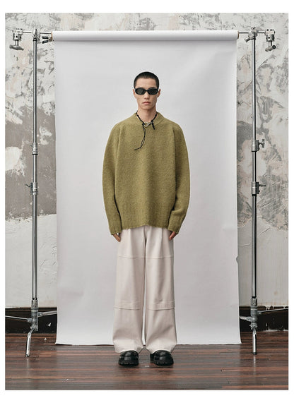 Straight-cut Oversized Crew Neck Sweater