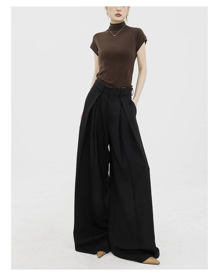 Dramatic Noir Wide-leg Palazzo Pants