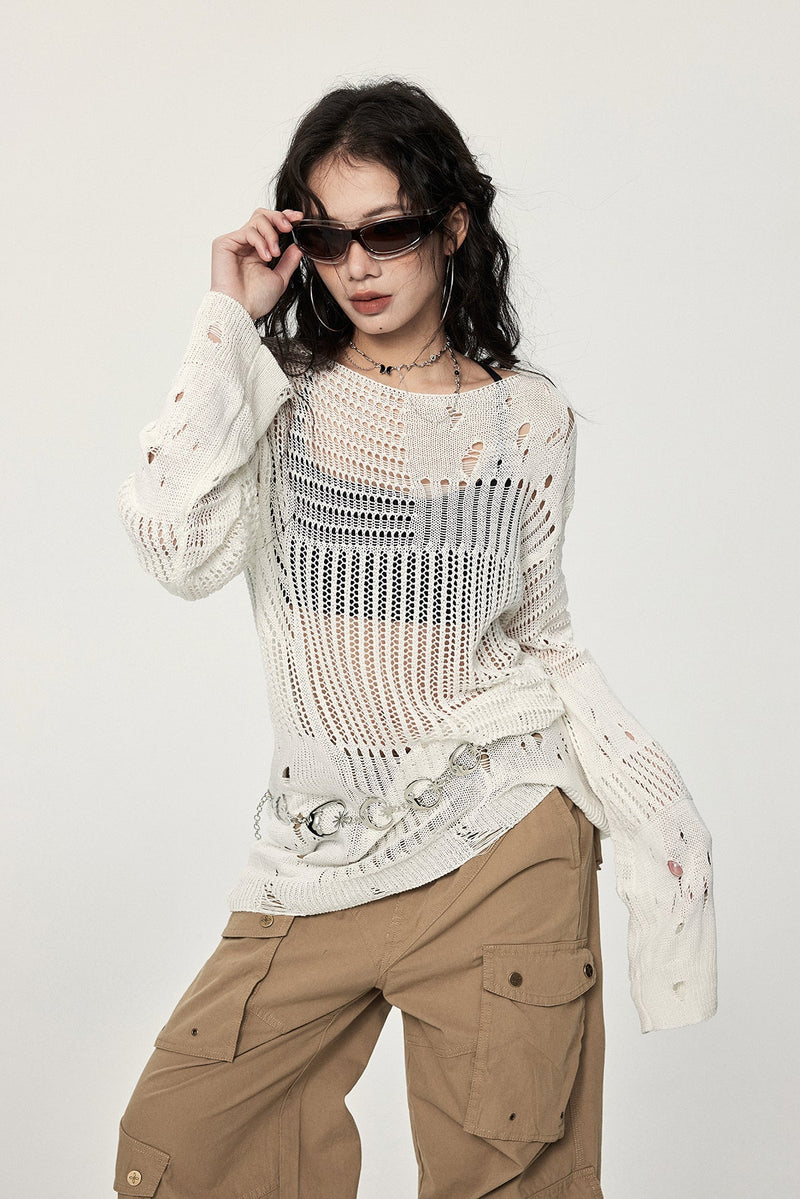 Distressed Crochet Sweater