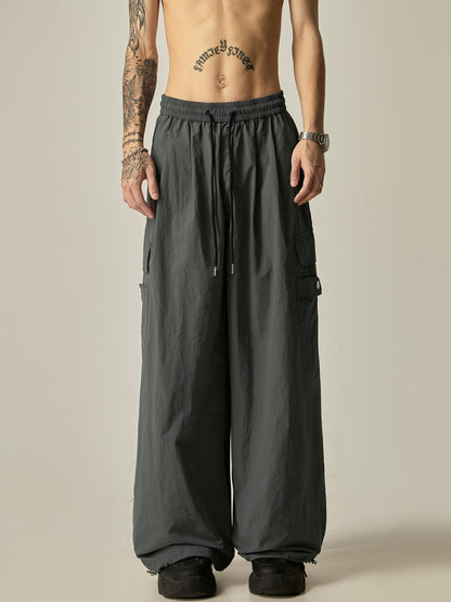 Charcoal Wide Leg Utility Pants