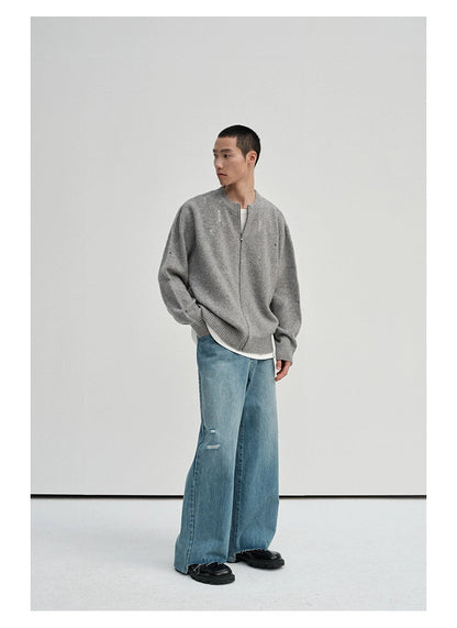 Irregular Distressed Open-knit Cardigan/vest