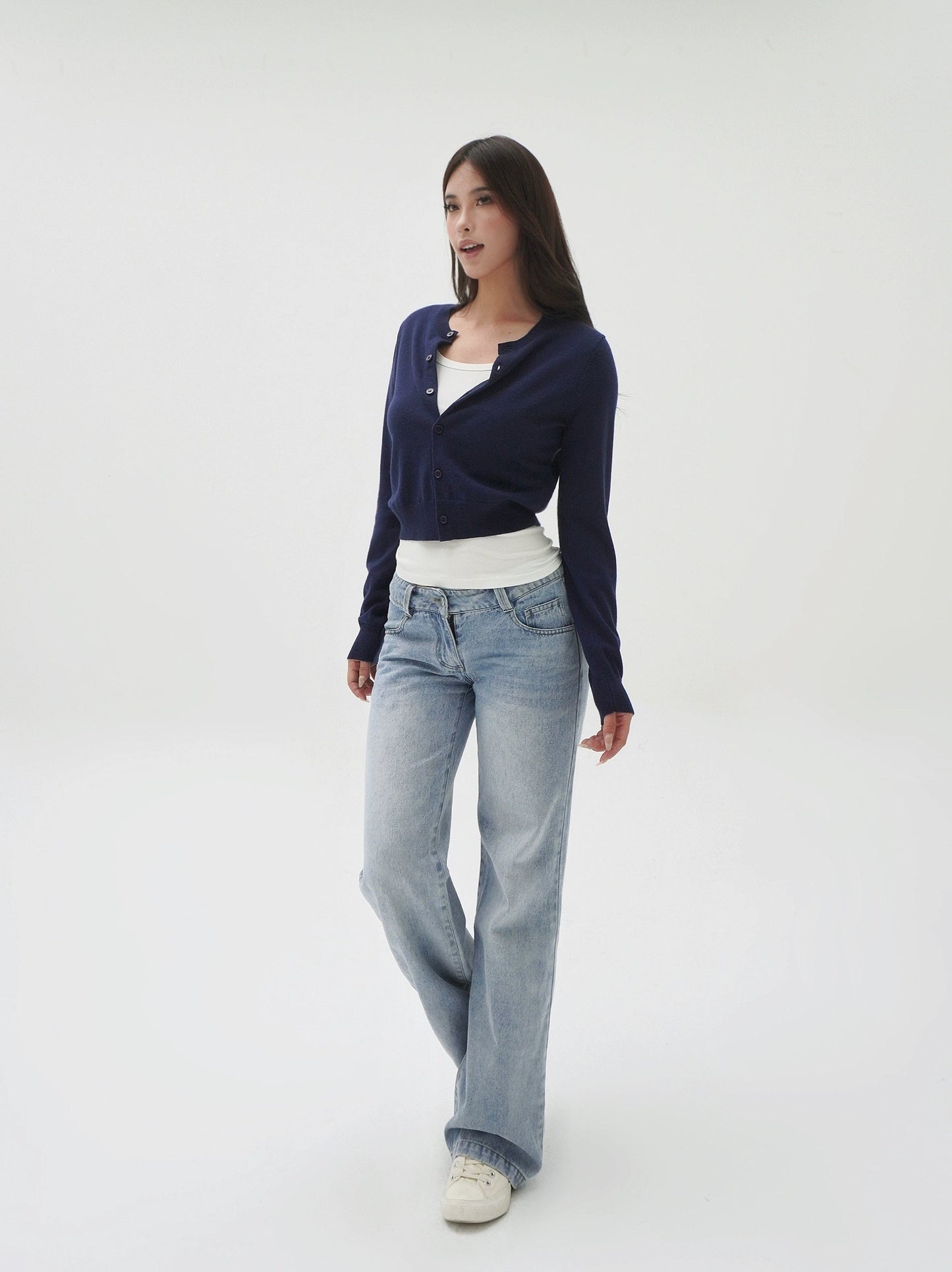 Slim-fit Cropped Knit Cardigan Sweater