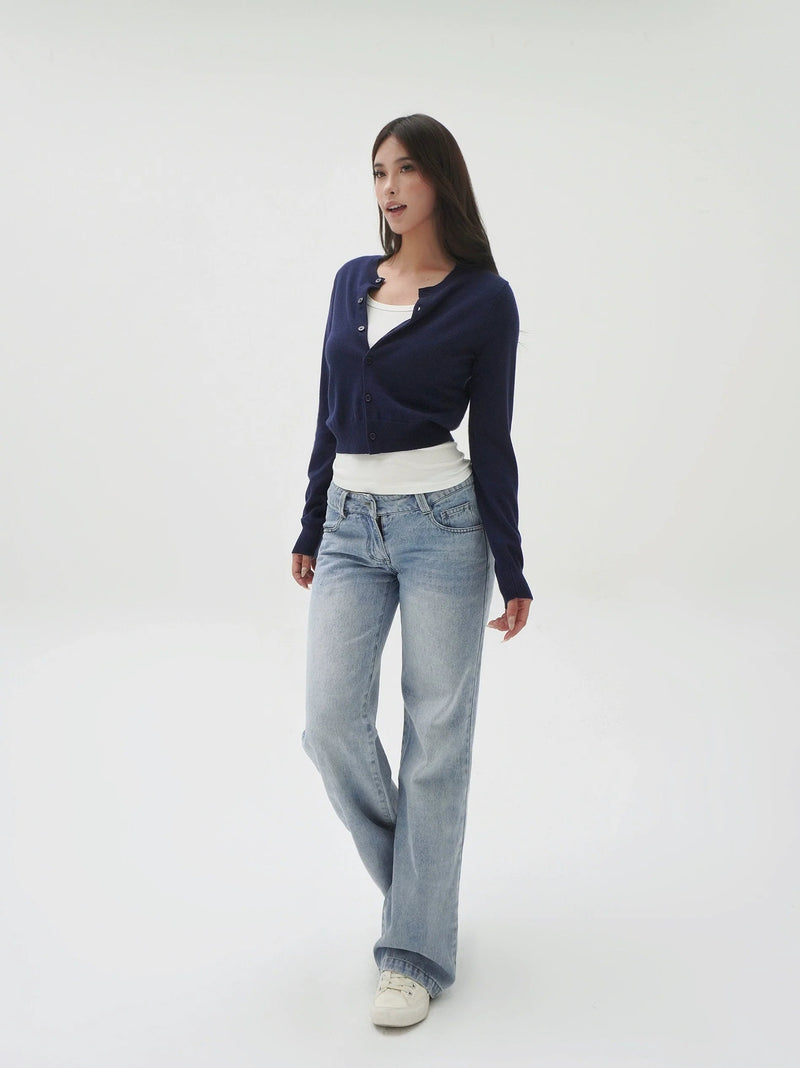 Slim-fit Cropped Knit Cardigan Sweater