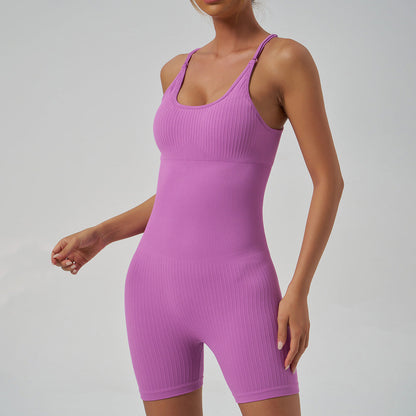Cross Strap Yoga Jumpsuit Hip Lifting High Elastic Tight Sports Workout Clothes for