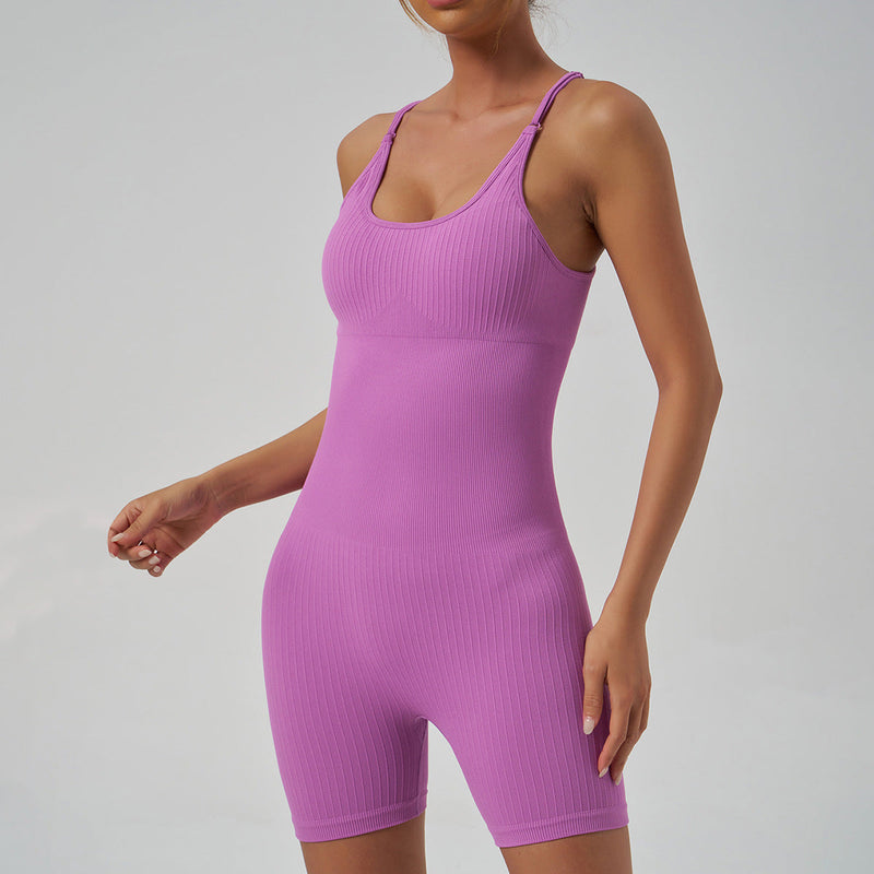 Cross Strap Yoga Jumpsuit Hip Lifting High Elastic Tight Sports Workout Clothes for