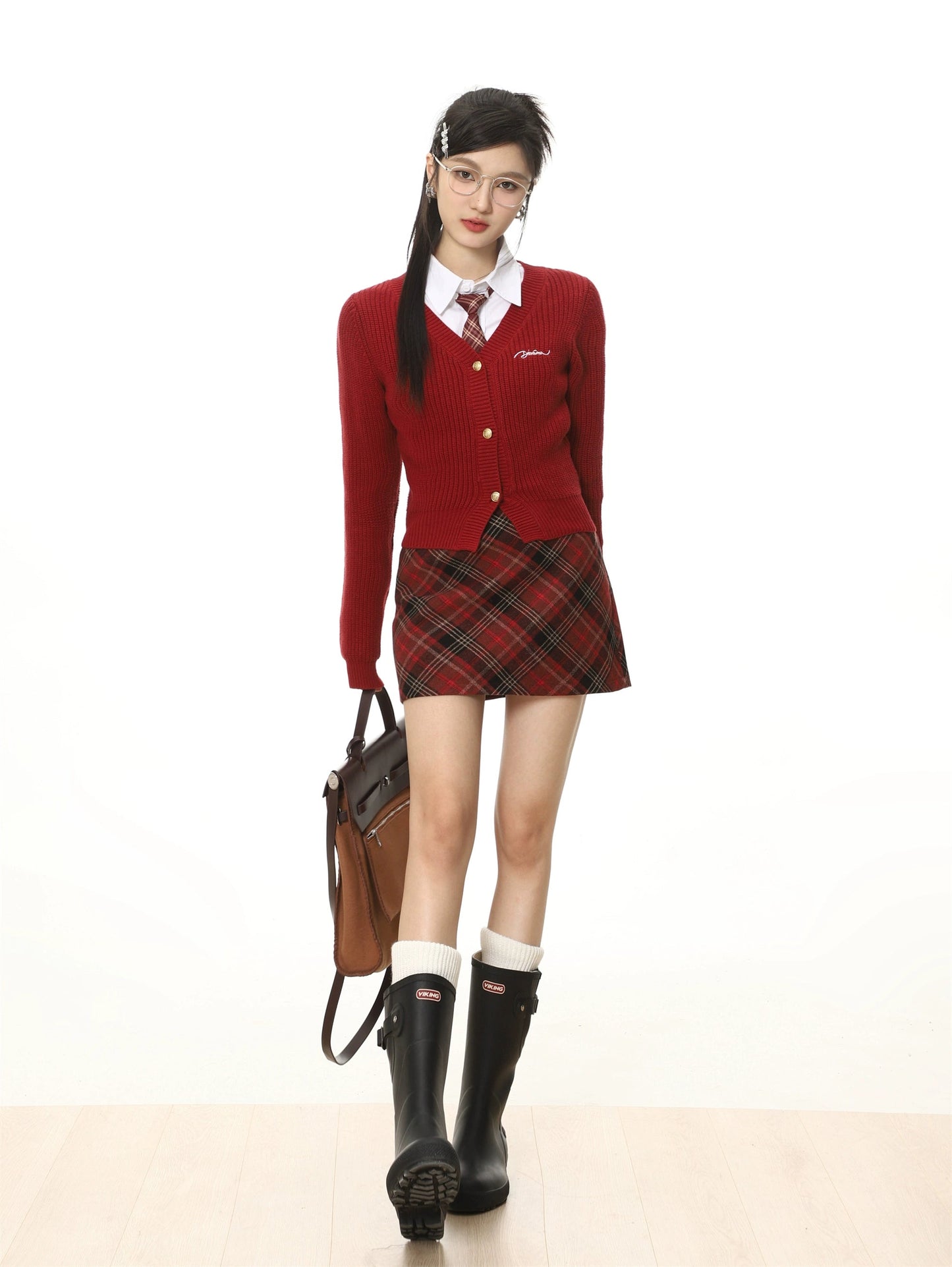 High-waisted Plaid Skirt