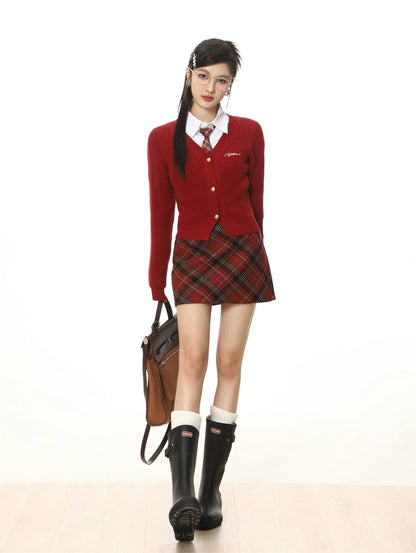 High-waisted Plaid Skirt