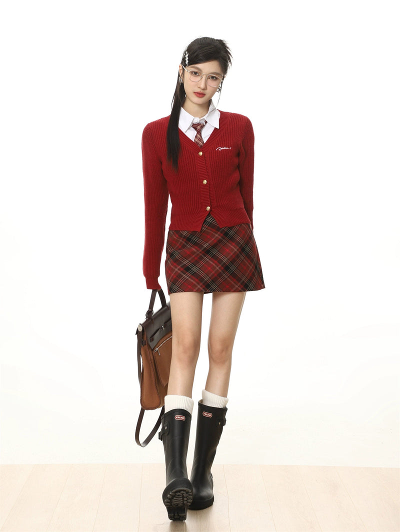 High-waisted Plaid Skirt