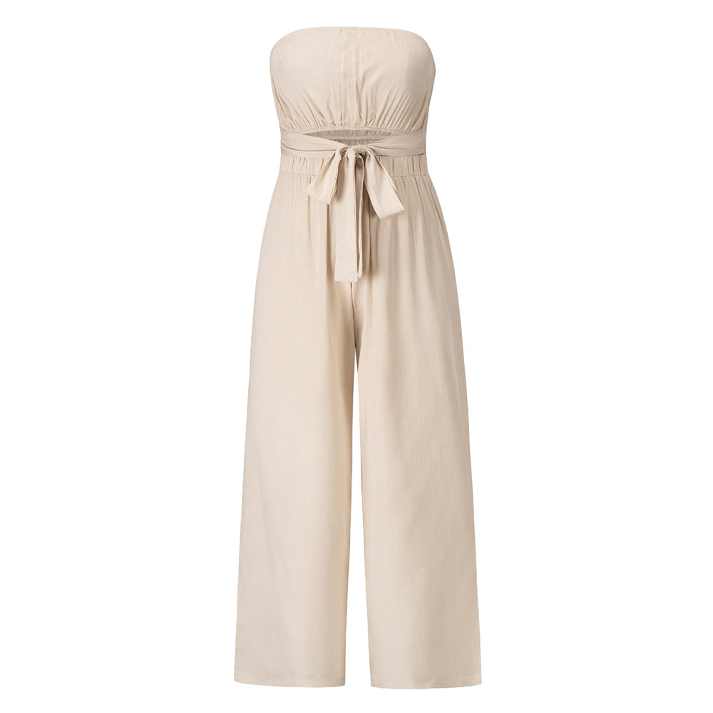 Set Backless Slim Fit Jumpsuit Straight Leg Trousers Set Spring Summer New