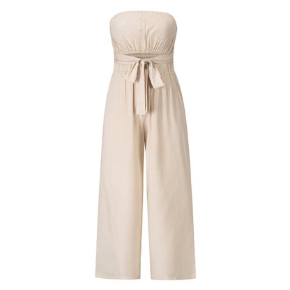 Set Backless Slim Fit Jumpsuit Straight Leg Trousers Set Spring Summer New