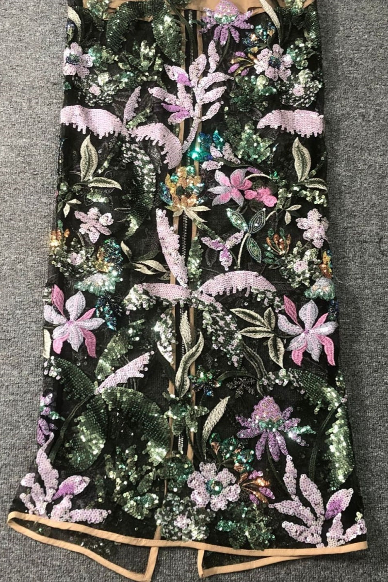 Charkd Lace Embroidered Flower Maxi Dress