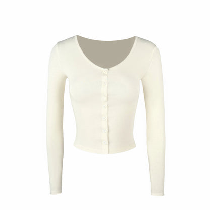 Knit Cropped Long-sleeve Cardigan