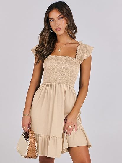 Clothing Shein Sleeveless Square Collar Pleated Backless Short Mini Dress