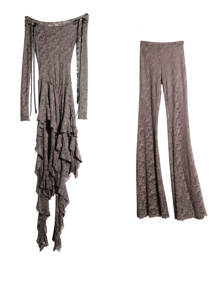 Textured Ruffle Dance Pant Set