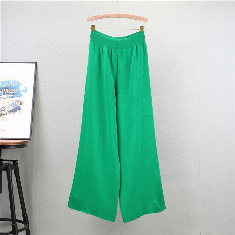 Green - Striped Half-turtleneck Sweater Two Piece Set