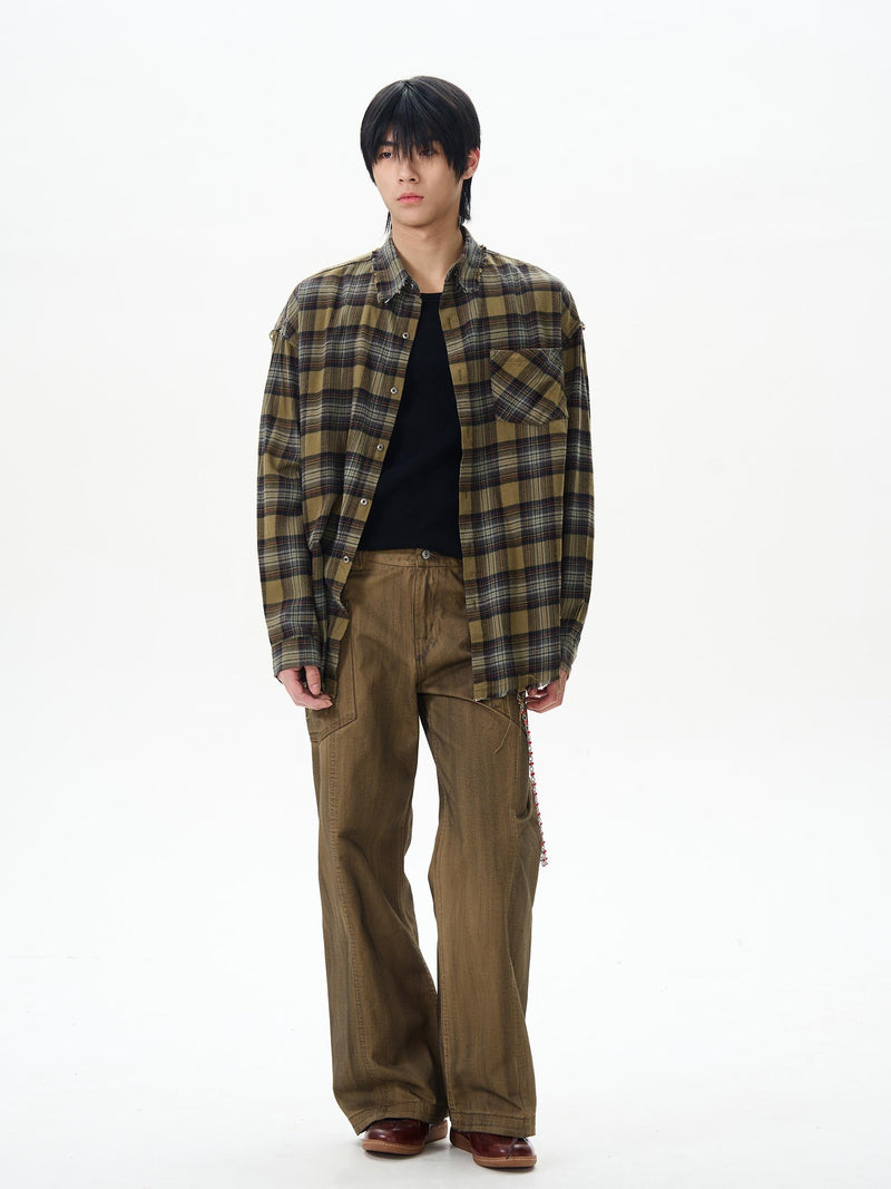 Brown Military Wide Leg Pants