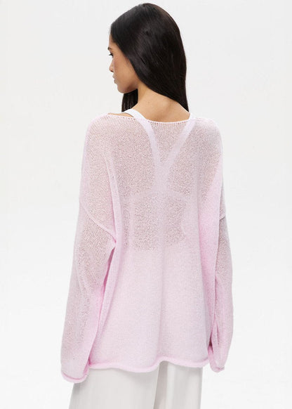 Sheer Pastel Pink Knit Sweater - Soft and