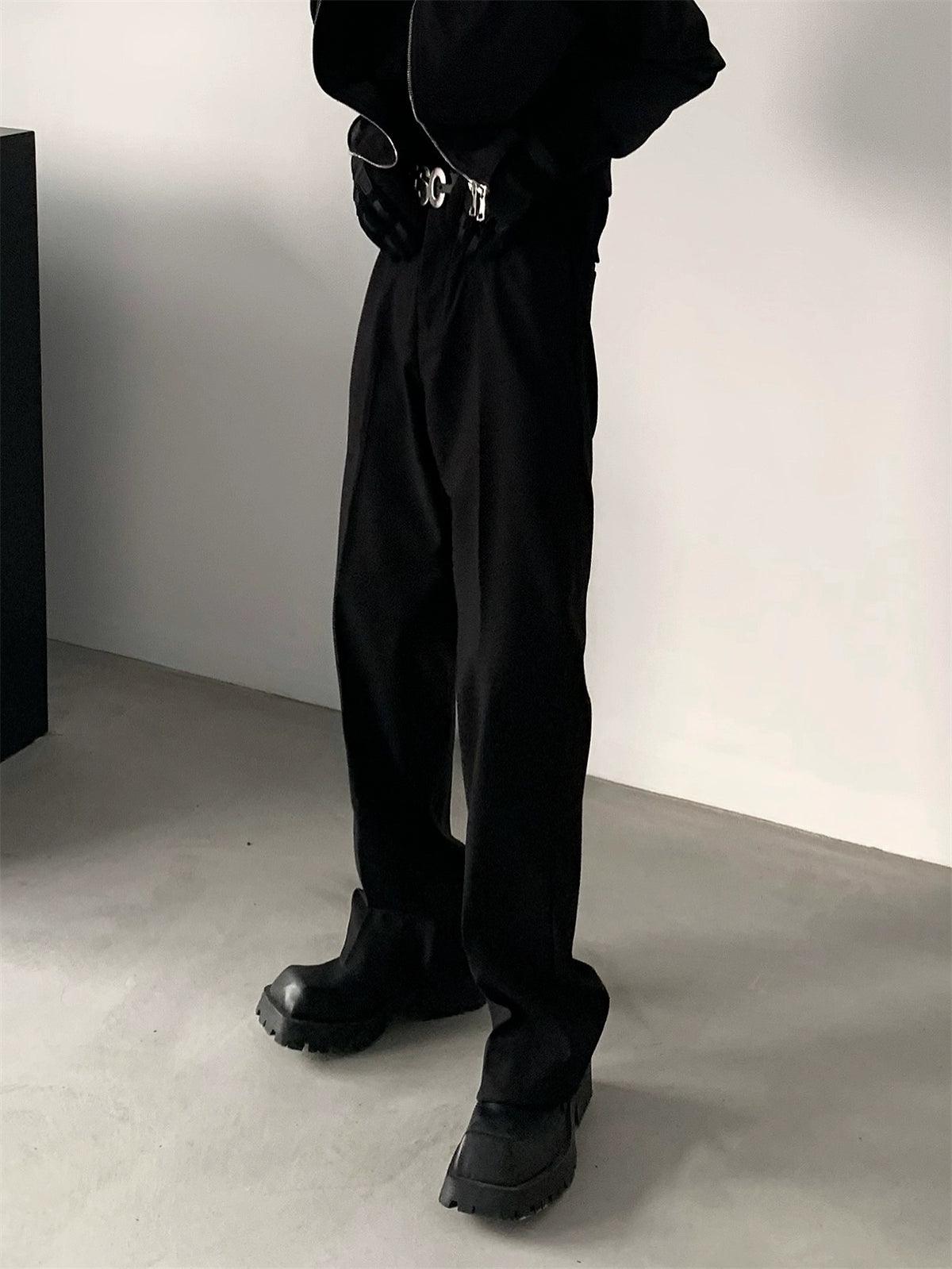 Black Straight-leg Classic Pants