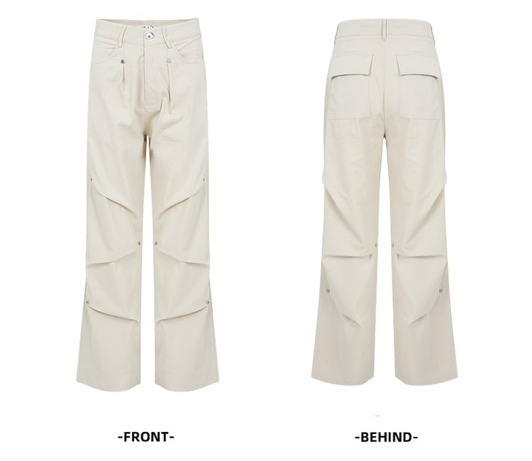 Charcoal Cargo-style Wide-leg Pants