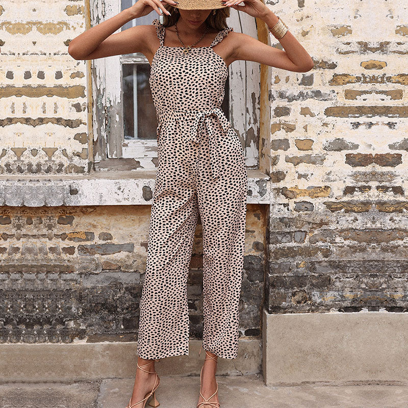 New Summer Loose High Waist Loose Cropped Retro Fashionable Jumpsuit