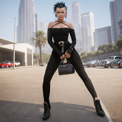 Clothing Autumn Winter Off-shoulder Low-cut Step-on Jumpsuit