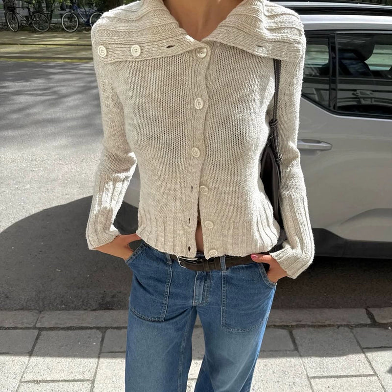 Yasmeen Cropped Collared Sweater