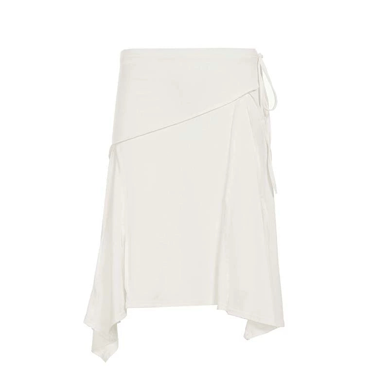 Tristan White Asymmetric Maxi Skirt