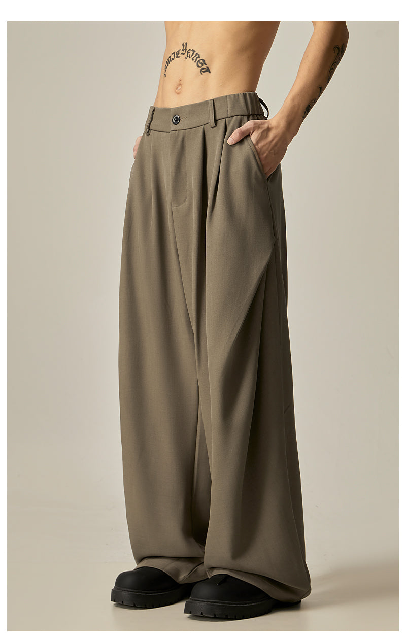 Khaki Wide Leg Dress Pants