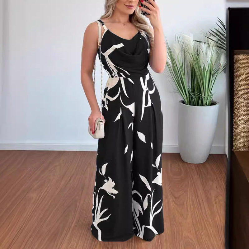 Clothing Summer Printed Suspender Trousers Jumpsuit