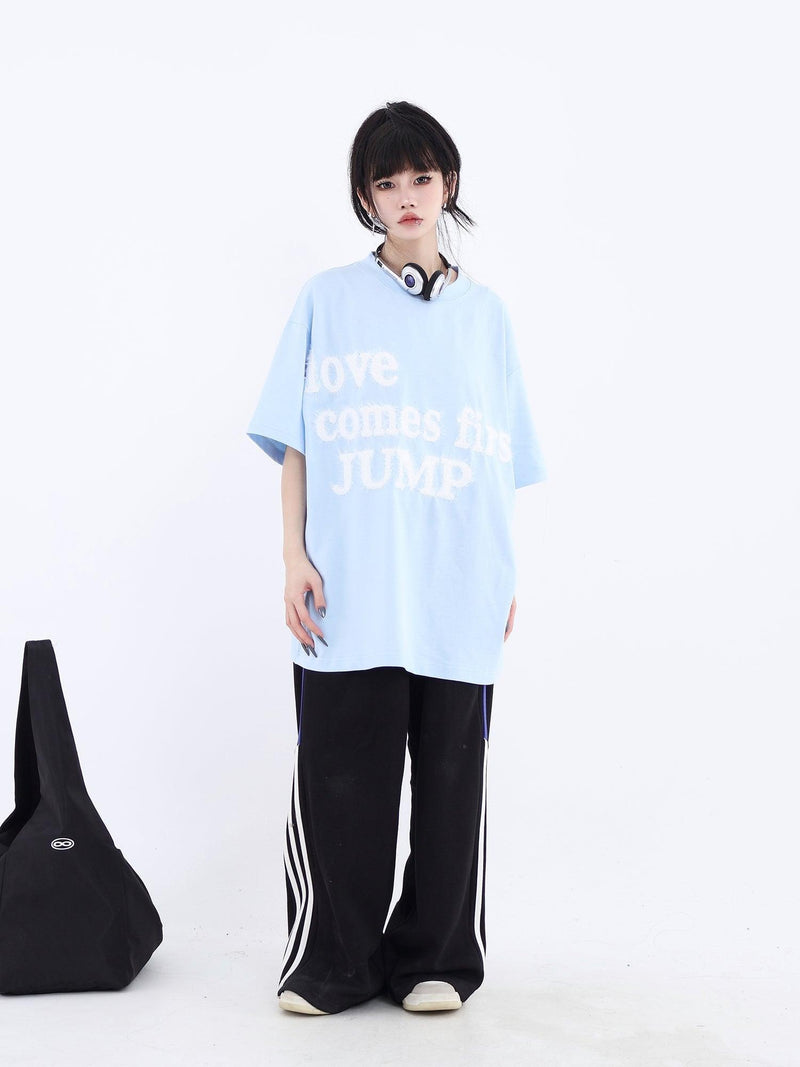 Fluffy T-shirt With Embroidered Logo