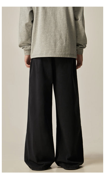 Brown Loose Drawstring Wide Pants