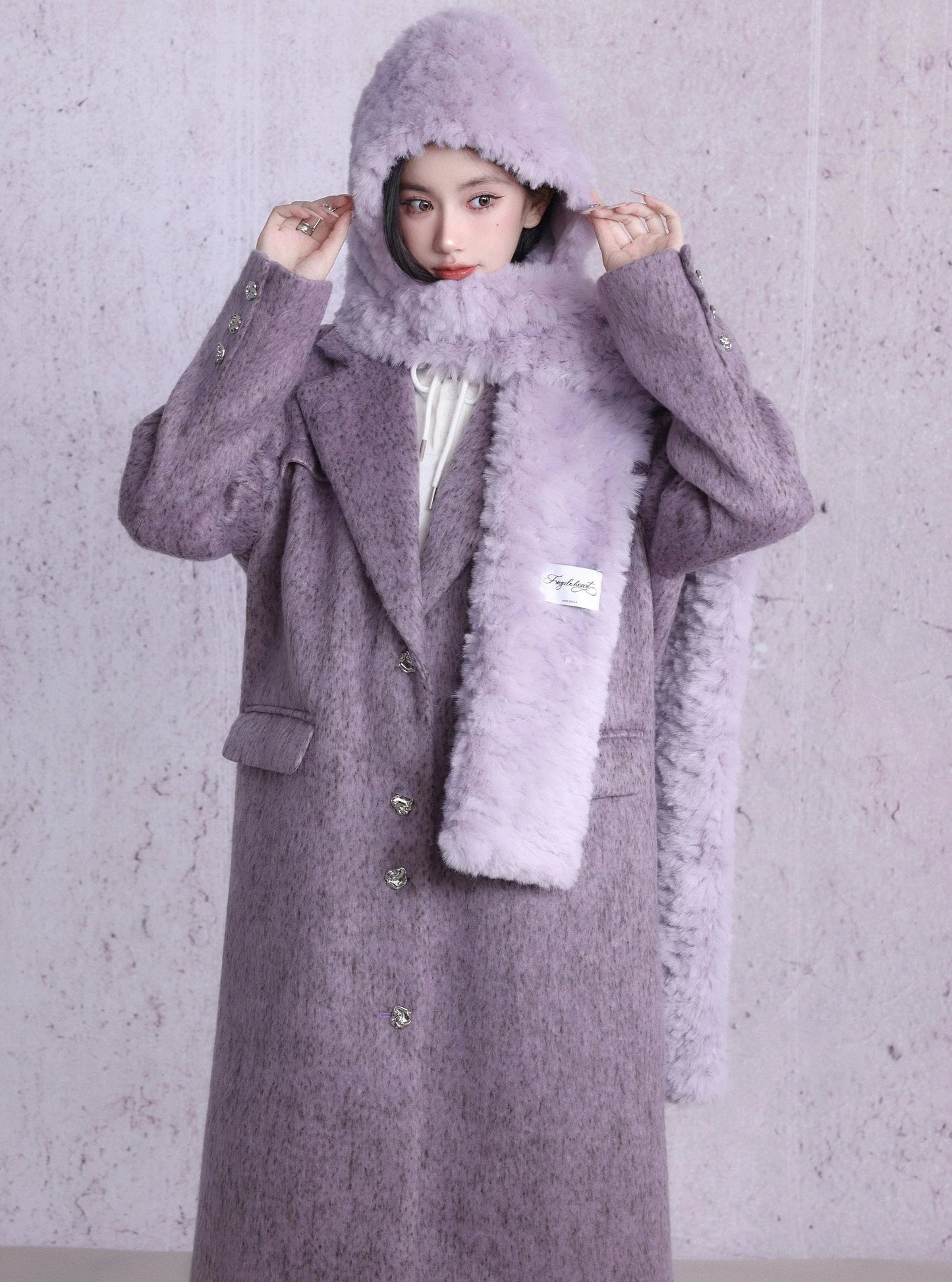 Lavender Wool Blend Long Coat