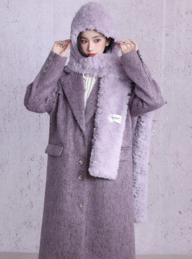 Lavender Wool Blend Long Coat