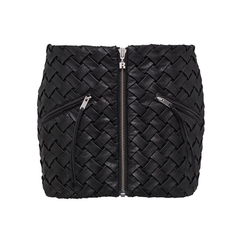 Niche Romantic Black Woven Design Texture Zipper Flight Suit Short Coat Mini Sheath Skirt Outfit
