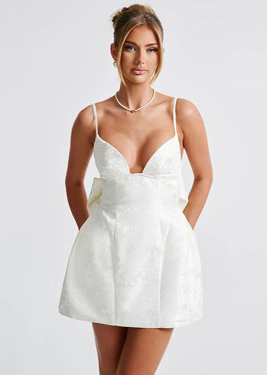 Ivory Bow-back Mini Dress